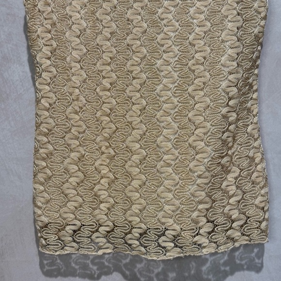 Vintage Y2K Babydoll Lace Top Champagne Gold Sequins Large Holiday NYE Fairycore - Picture 9 of 13